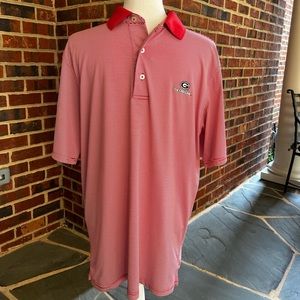 Southern Tide Performance Polo - Georgia Bull Dogs, RedStripe, size Medium
